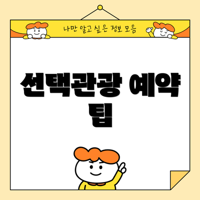 선택관광 예약 팁