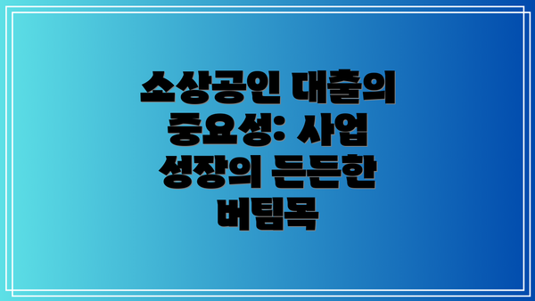 소상공인 대출의 중요성: 사업 성장의 든든한 버팀목