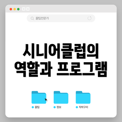 시니어클럽의 역할과 프로그램