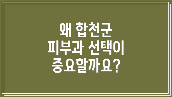 왜 합천군 피부과 선택이 중요할까요?