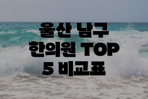 울산 남구 한의원 TOP 5 비교표