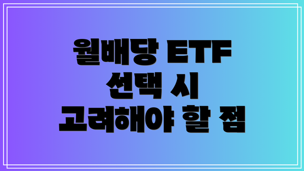 월배당 ETF 선택 시 고려해야 할 점