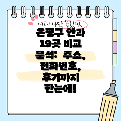 은평구 안과 19곳 비교 분석:  주소, 전화번호, 후기까지 한눈에!