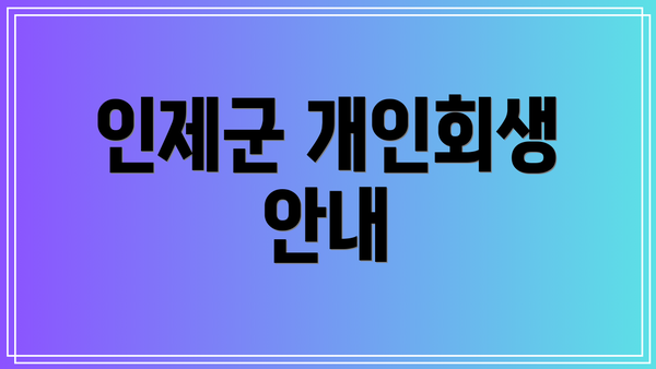 인제군 개인회생 안내