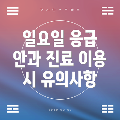 일요일 응급 안과 진료 이용 시 유의사항