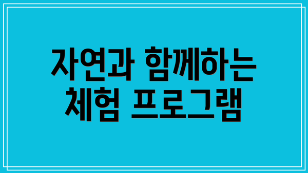 자연과 함께하는 체험 프로그램