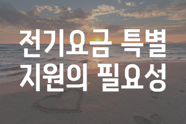전기요금 특별 지원의 필요성