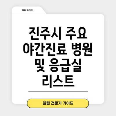 진주시 주요 야간진료 병원 및 응급실 리스트