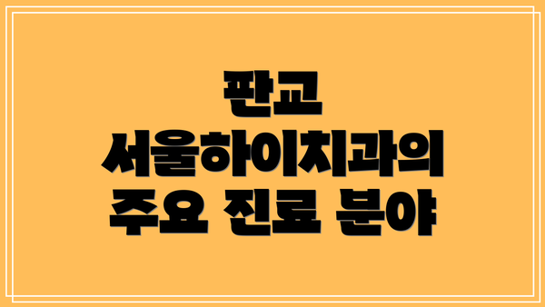 판교 서울하이치과의 주요 진료 분야