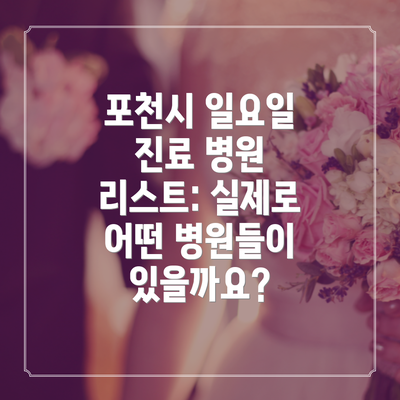 포천시 일요일 진료 병원 리스트: 실제로 어떤 병원들이 있을까요?
