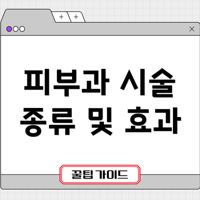 피부과 시술 종류 및 효과