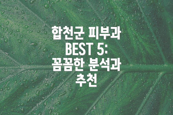 합천군 피부과 BEST 5: 꼼꼼한 분석과 추천
