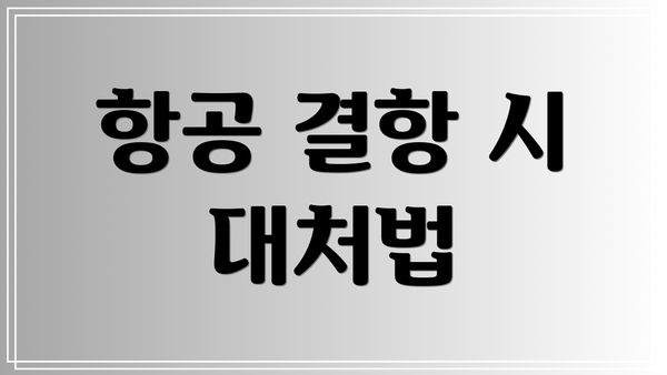 항공 결항 시 대처법