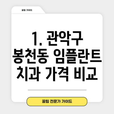1. 관악구 봉천동 임플란트 치과 가격 비교