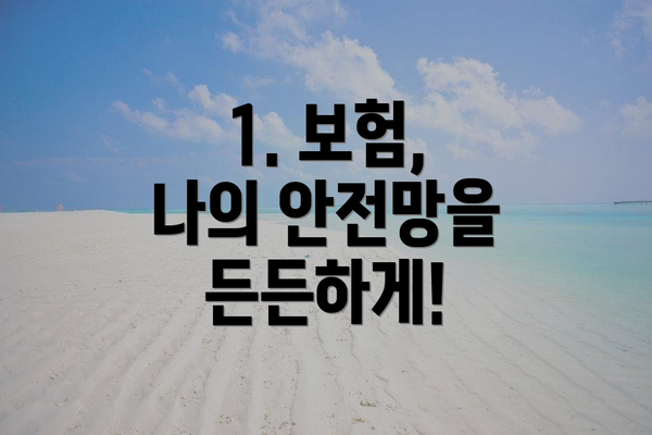 1. 보험, 나의 안전망을 든든하게!