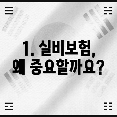 1. 실비보험, 왜 중요할까요?