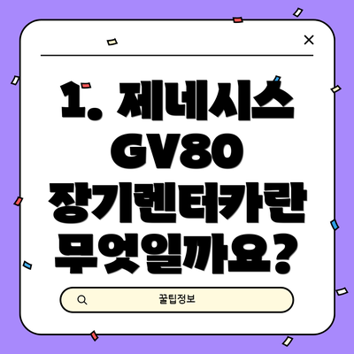 1. 제네시스 GV80 장기렌터카란 무엇일까요?