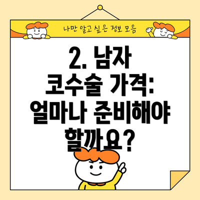 2. 남자 코수술 가격: 얼마나 준비해야 할까요?