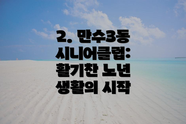 2. 만수3동 시니어클럽: 활기찬 노년 생활의 시작