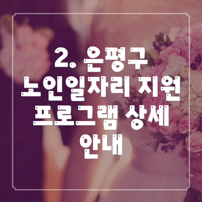 2. 은평구 노인일자리 지원 프로그램 상세 안내