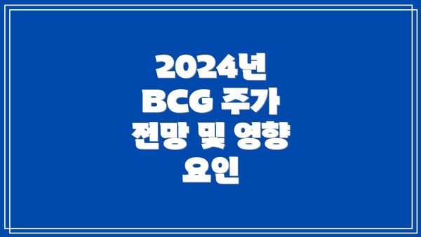 2024년 BCG 주가 전망 및 영향 요인