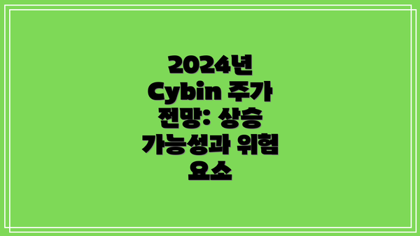 2024년 Cybin 주가 전망: 상승 가능성과 위험 요소