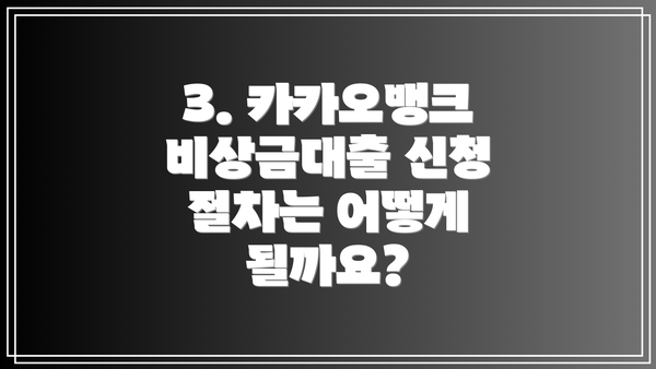 3. 카카오뱅크 비상금대출 신청 절차는 어떻게 될까요?