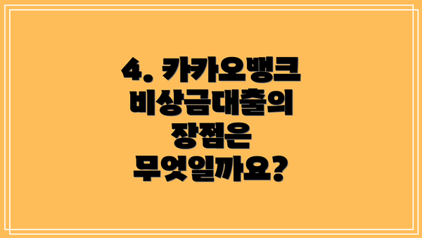 4. 카카오뱅크 비상금대출의 장점은 무엇일까요?