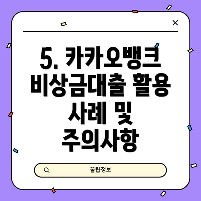 5. 카카오뱅크 비상금대출 활용 사례 및 주의사항