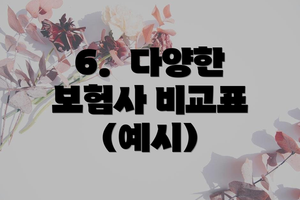 6.  다양한 보험사 비교표 (예시)