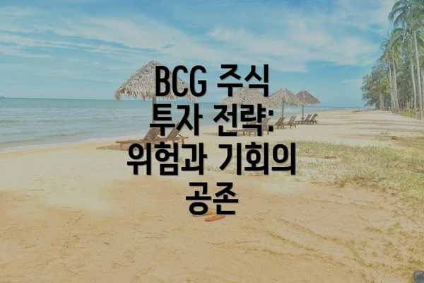 BCG 주식 투자 전략:  위험과 기회의 공존