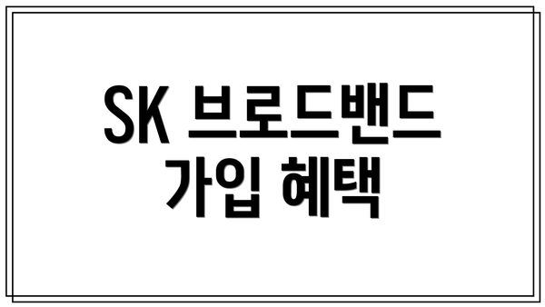 SK 브로드밴드 가입 혜택